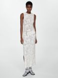 Mango Mabel Floral Embroidery Maxi Dress, Natural White