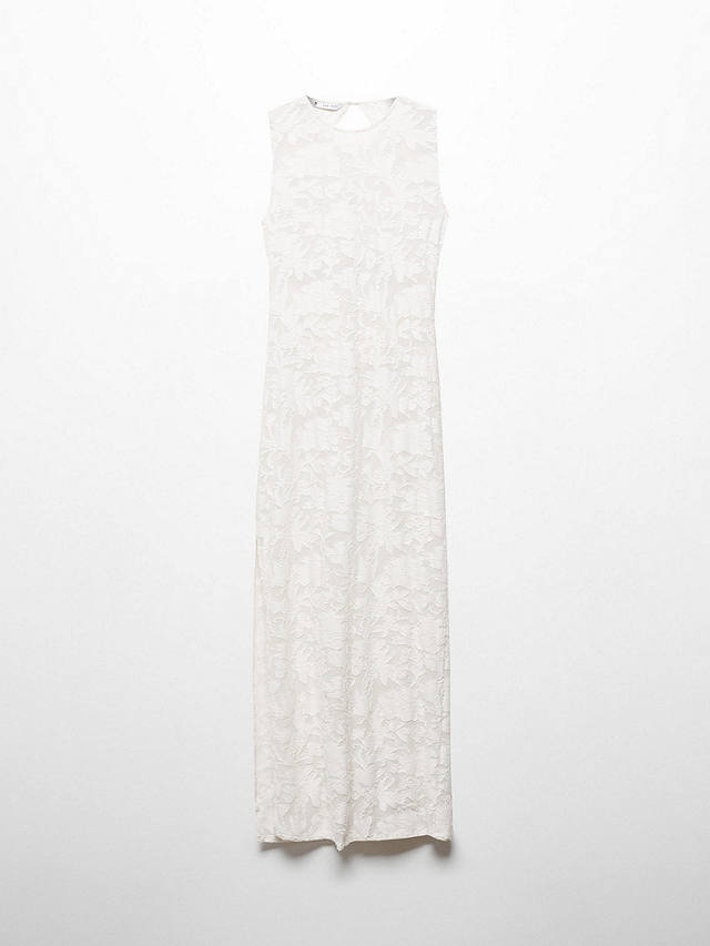 Mango Mabel Floral Embroidery Maxi Dress, Natural White