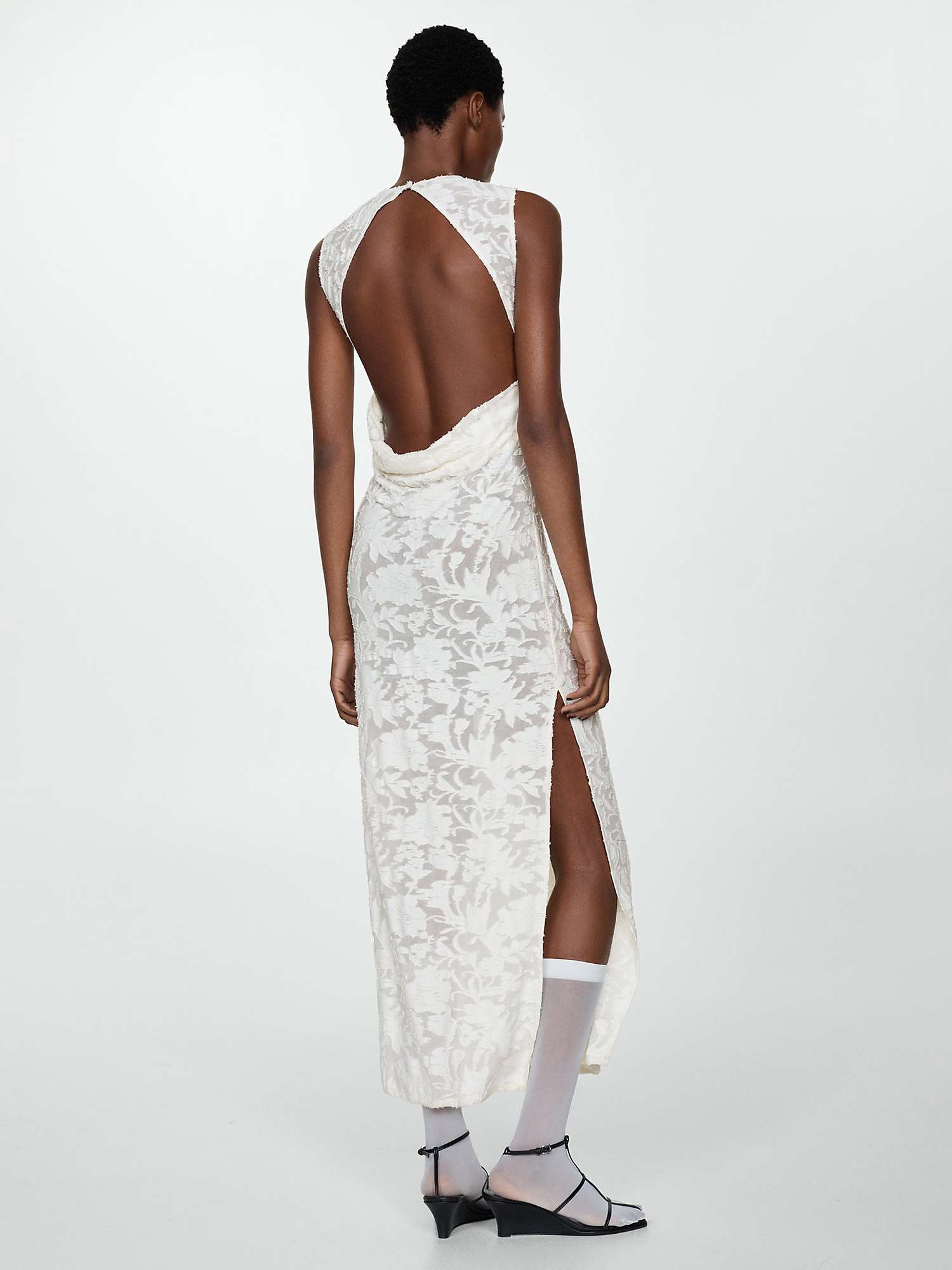 Buy Mango Mabel Floral Embroidery Maxi Dress, Natural White Online at johnlewis.com