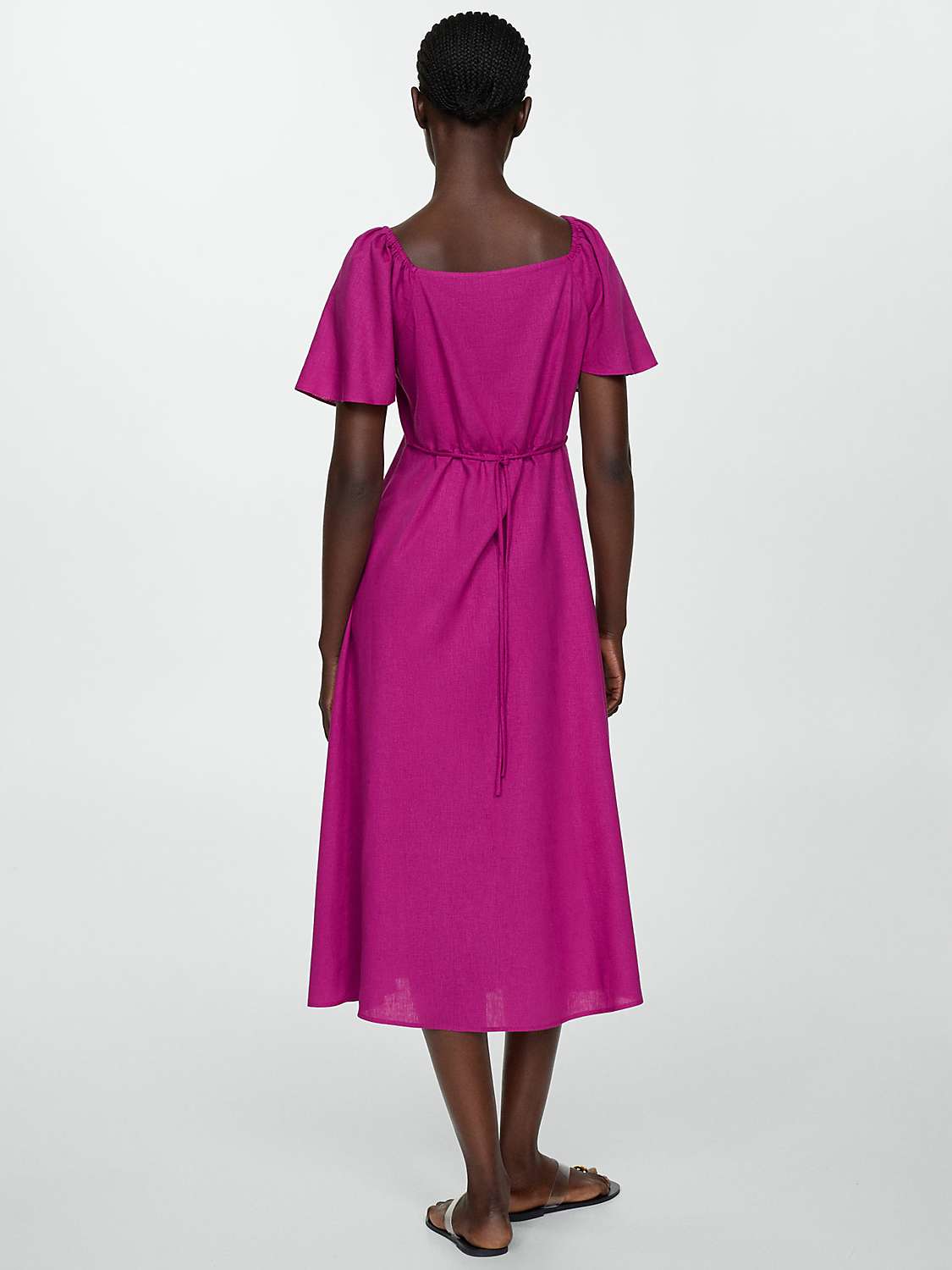 Buy Mango Buttoned Linen Blend Midi Dress Online at johnlewis.com