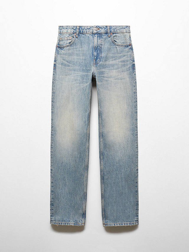 Mango Aila Straight Low Waist Jeans, Open Blue