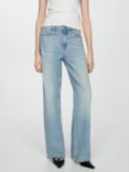 Mango Denis Mid Rise Straight Jeans, Open Blue