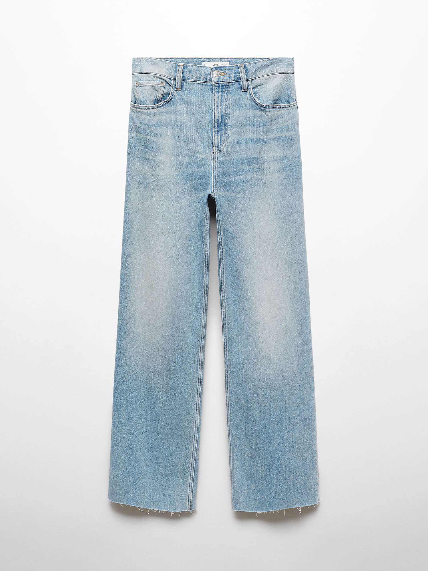Buy Mango Denis Mid Rise Straight Jeans, Open Blue Online at johnlewis.com