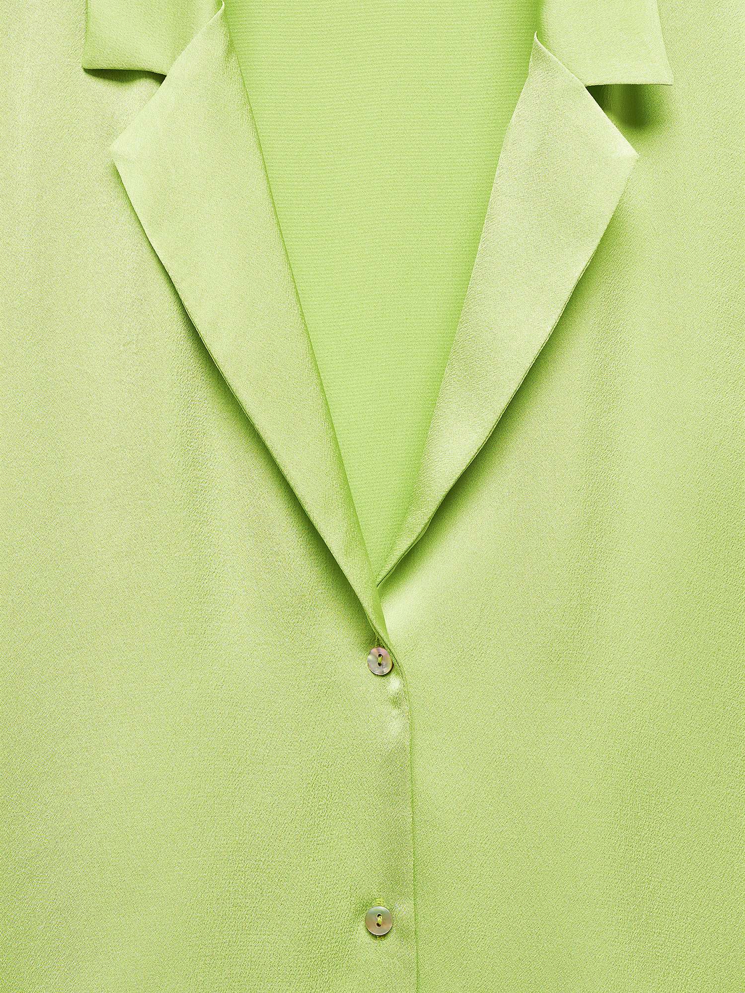 Buy Mango Short Sleeve Satin Shirt, Green Online at johnlewis.com