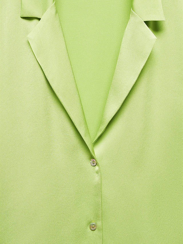 Mango Short Sleeve Satin Shirt, Green
