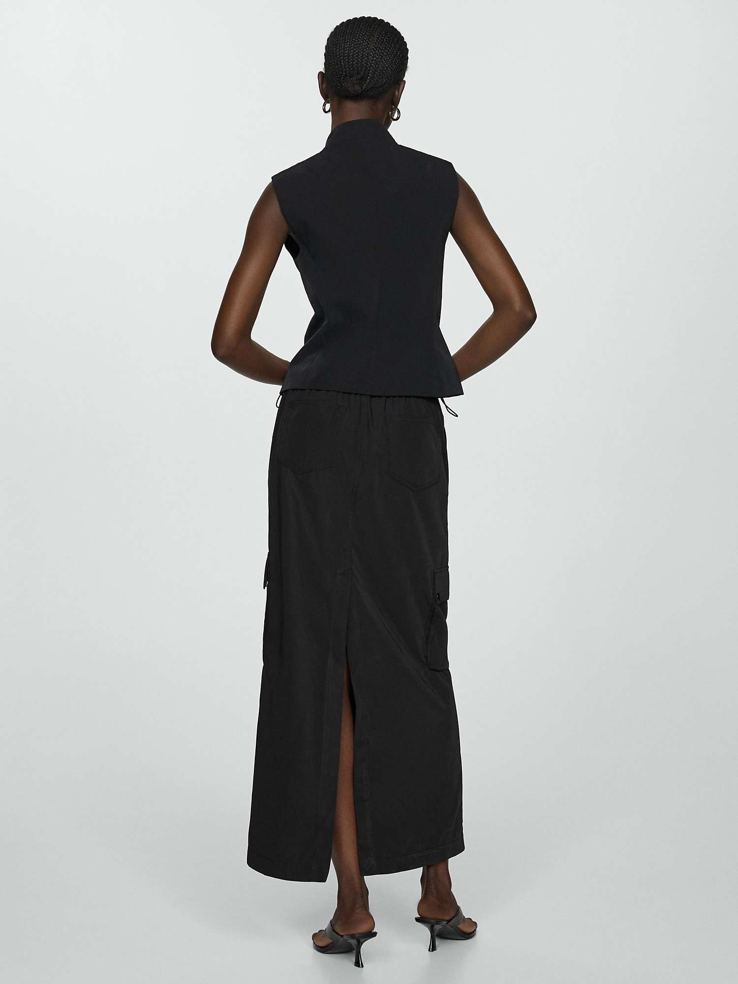 Buy Mango Insect Straight Midi Skirt, Black Online at johnlewis.com