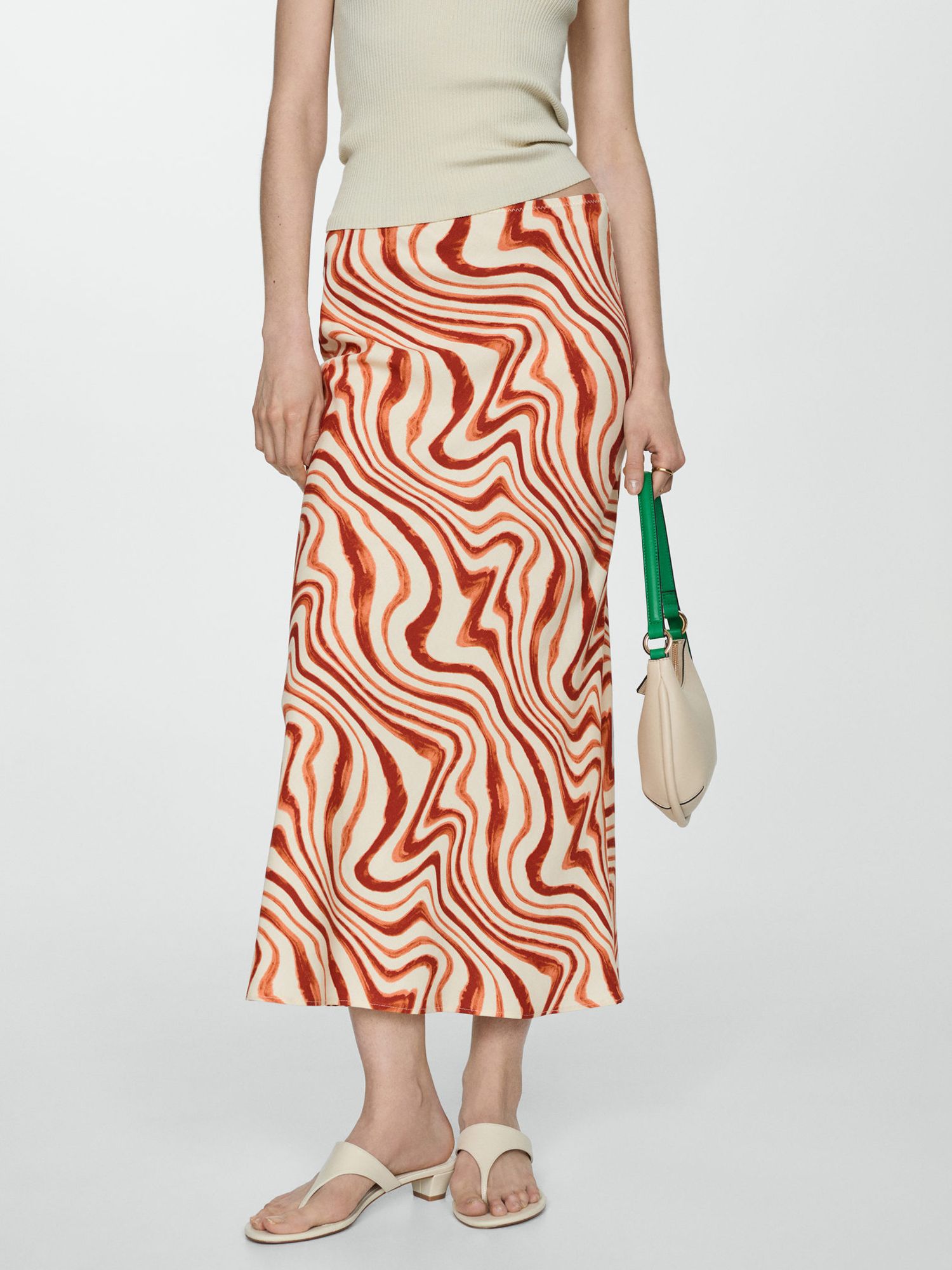 Buy Mango Betty Midi Skirt, Light Beige Online at johnlewis.com