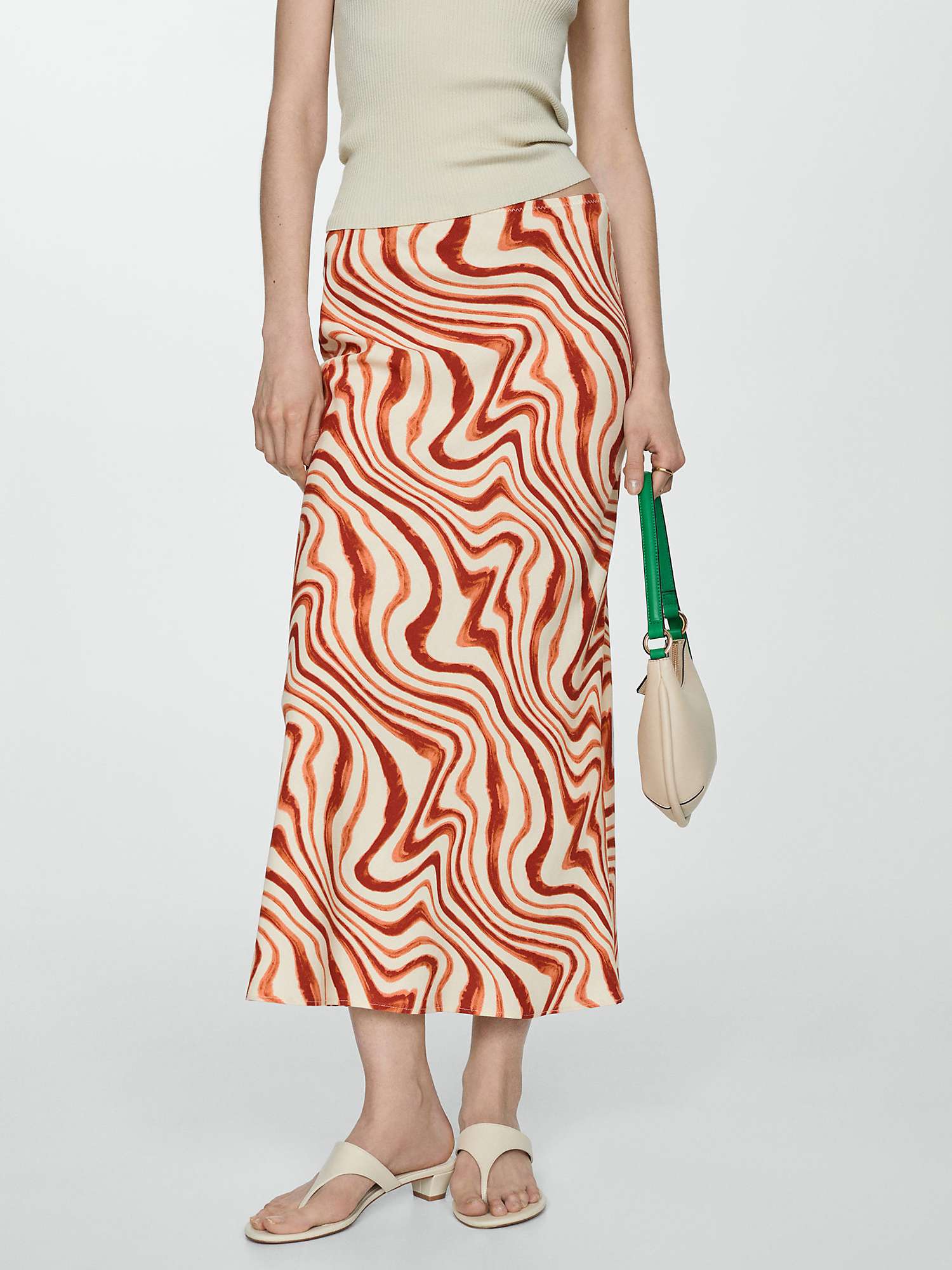 Buy Mango Betty Midi Skirt, Light Beige Online at johnlewis.com