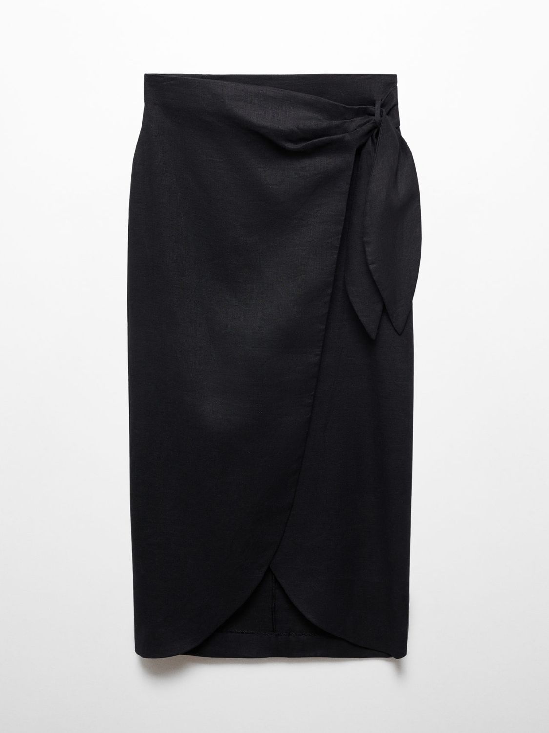Mango Pareo Linen Wrap Skirt, Black, XXXL