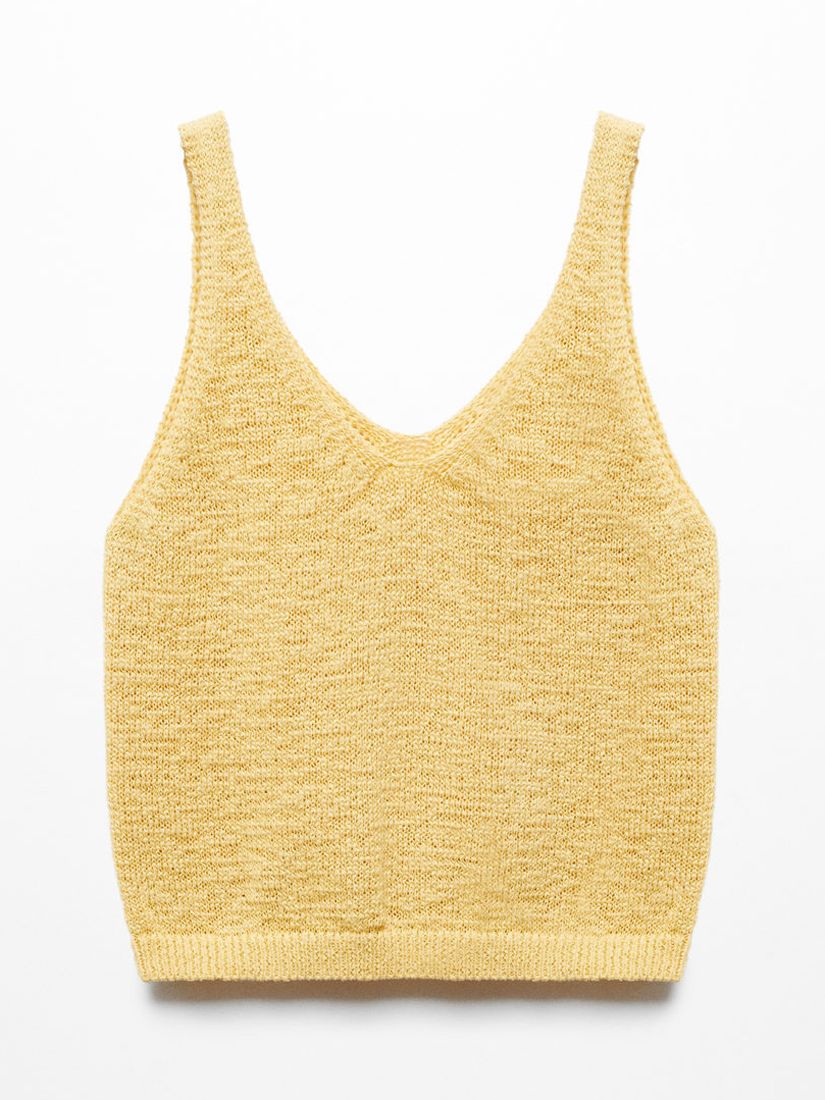 Mango Pekin Knit Cami Top, Yellow, S