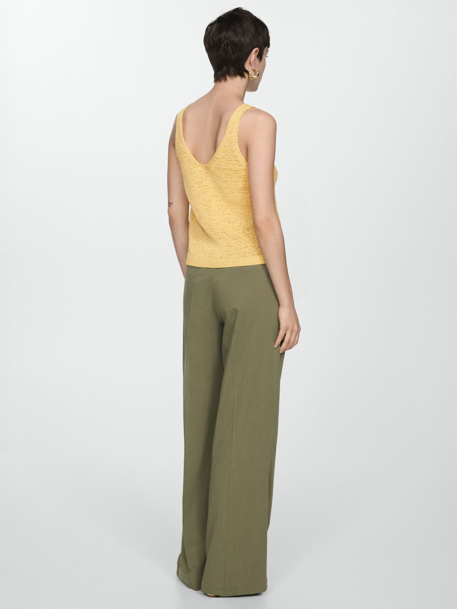 Mango Pekin Knit Cami Top, Yellow, S