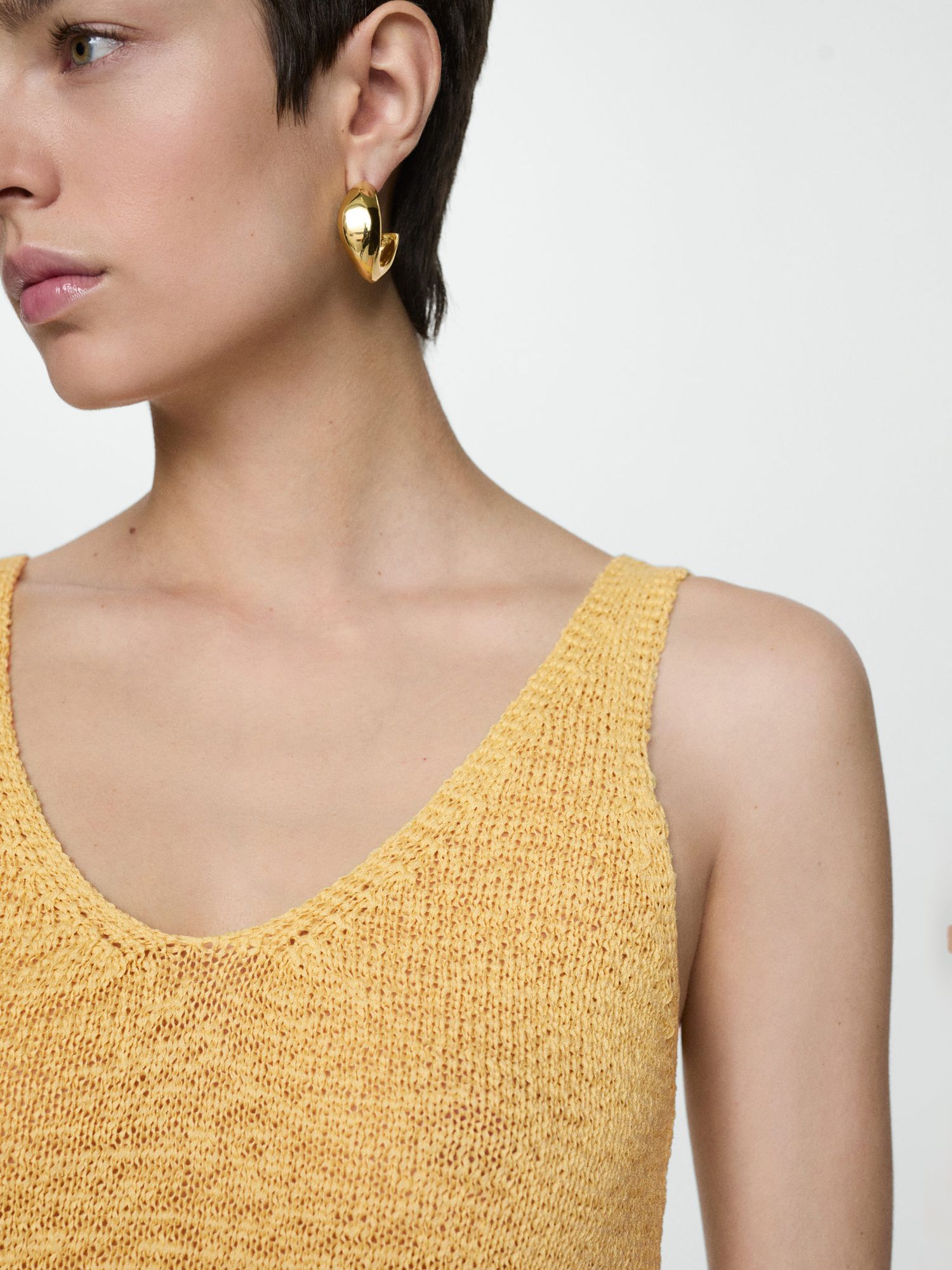 Mango Pekin Knit Cami Top, Yellow, S