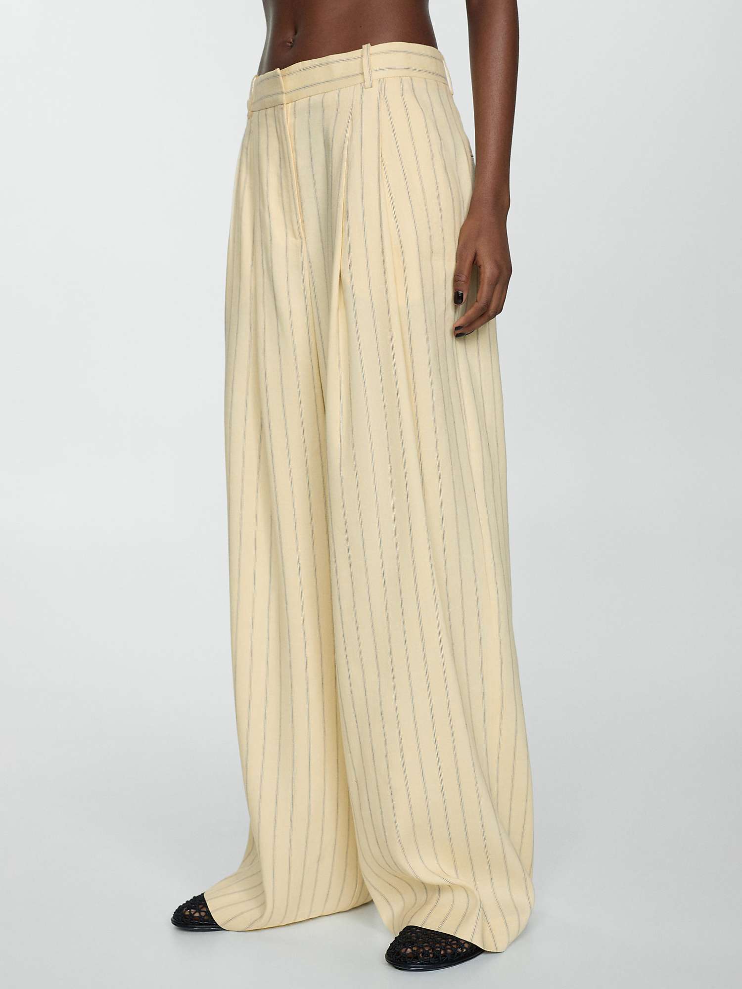 Buy Mango Delta Linen Blend Striped Trousers, Yellow Online at johnlewis.com