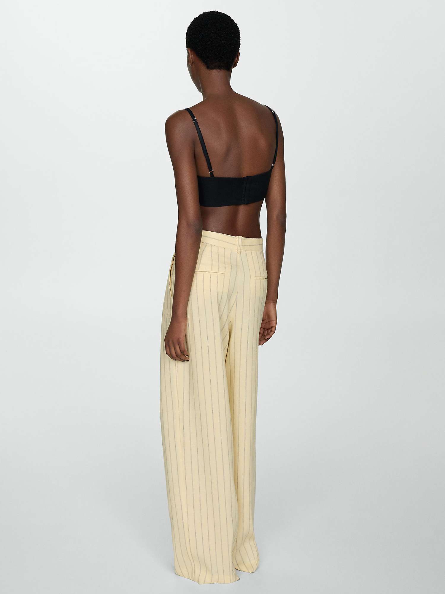 Buy Mango Delta Linen Blend Striped Trousers, Yellow Online at johnlewis.com