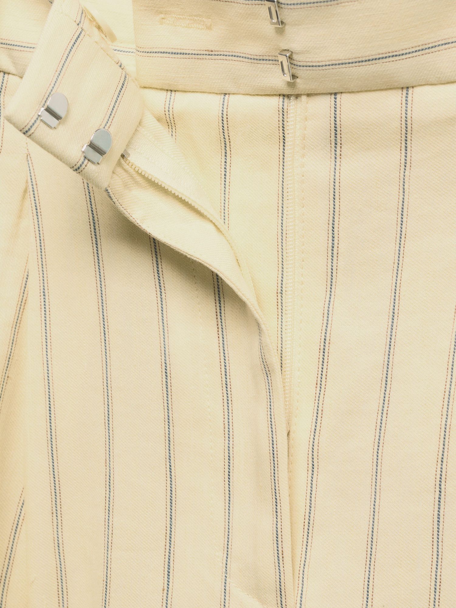 Mango Delta Linen Blend Striped Trousers, Yellow, 10