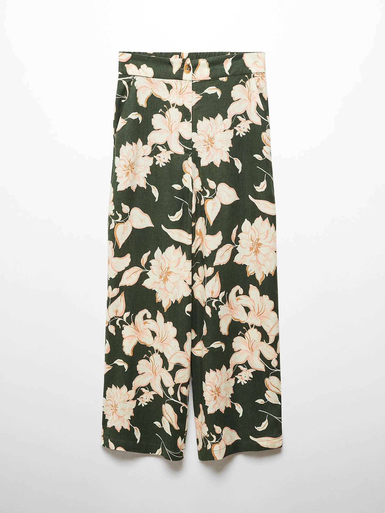 Buy Mango Flower Cropped Trousers, Green/Multi Online at johnlewis.com