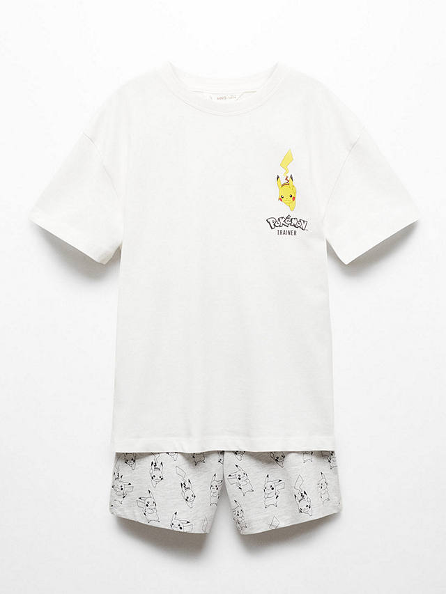 Mango Kids' Pokemon Trainer Shorty Pyjamas, Medium Grey