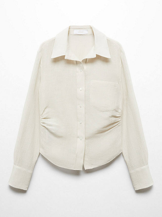 Mango Joans Linen Blend Draped Shirt, Off White