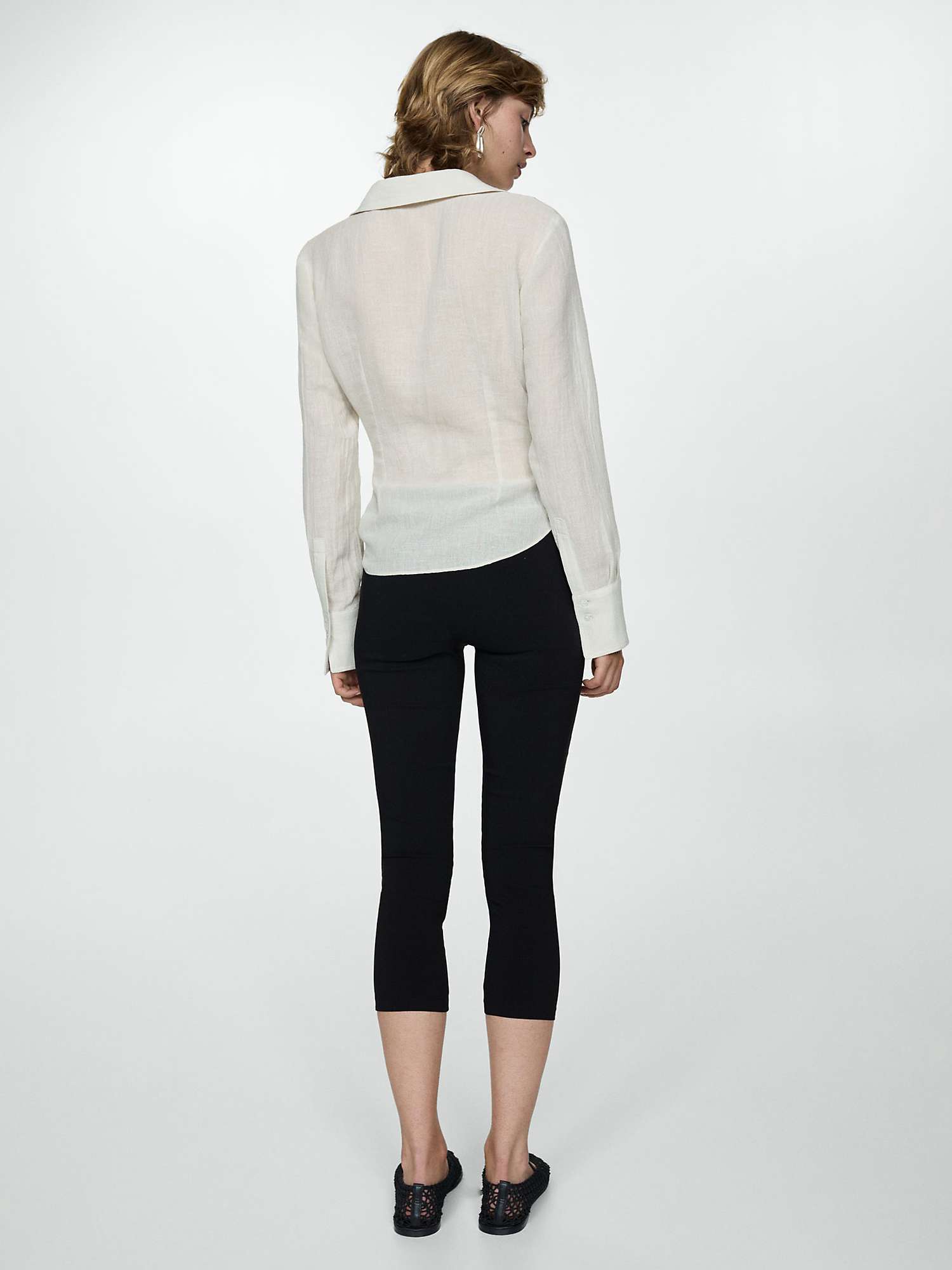 Buy Mango Joans Linen Blend Draped Shirt, Off White Online at johnlewis.com