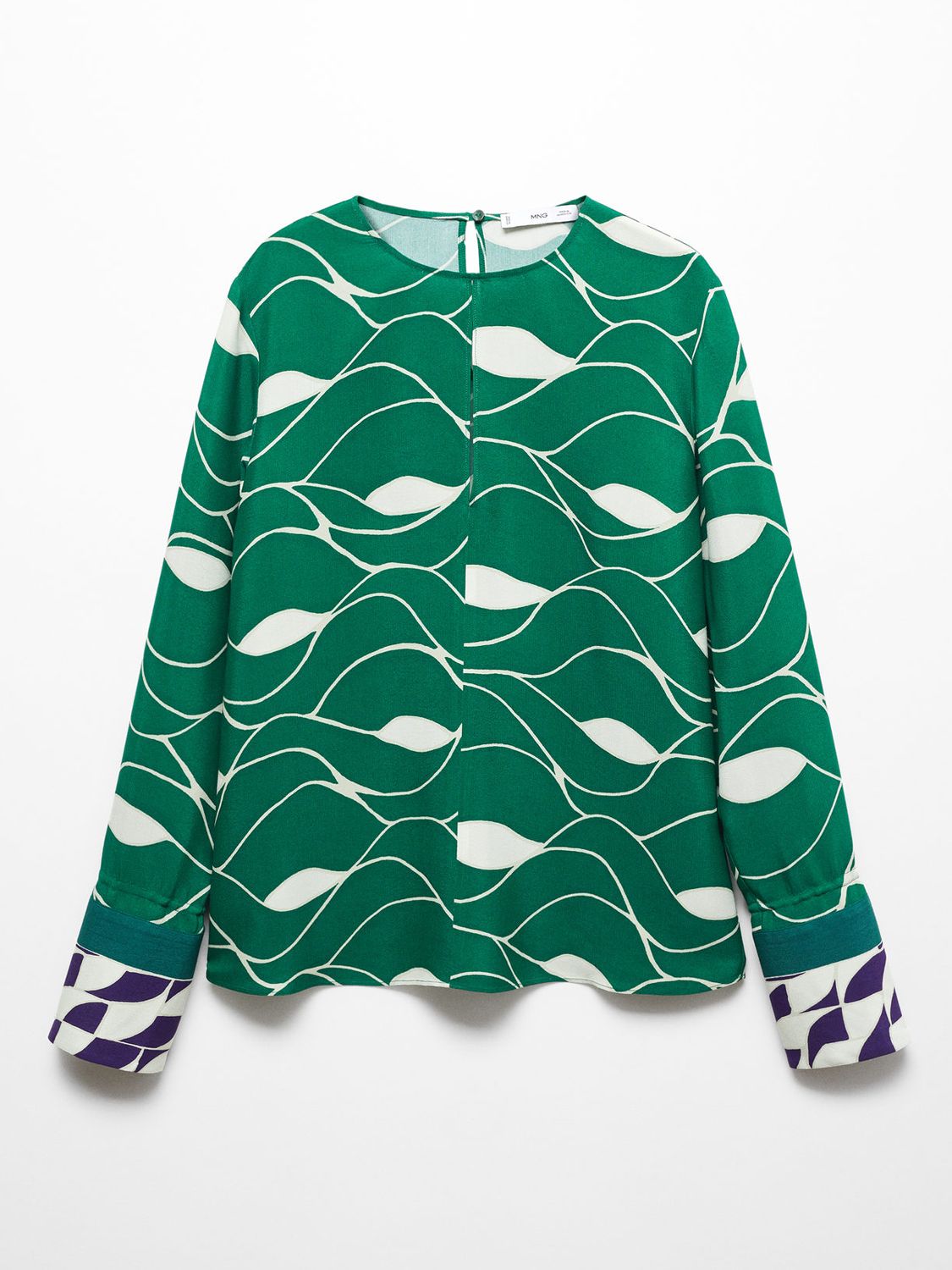 Buy Mango Bow Printed Blouse, Green Online at johnlewis.com