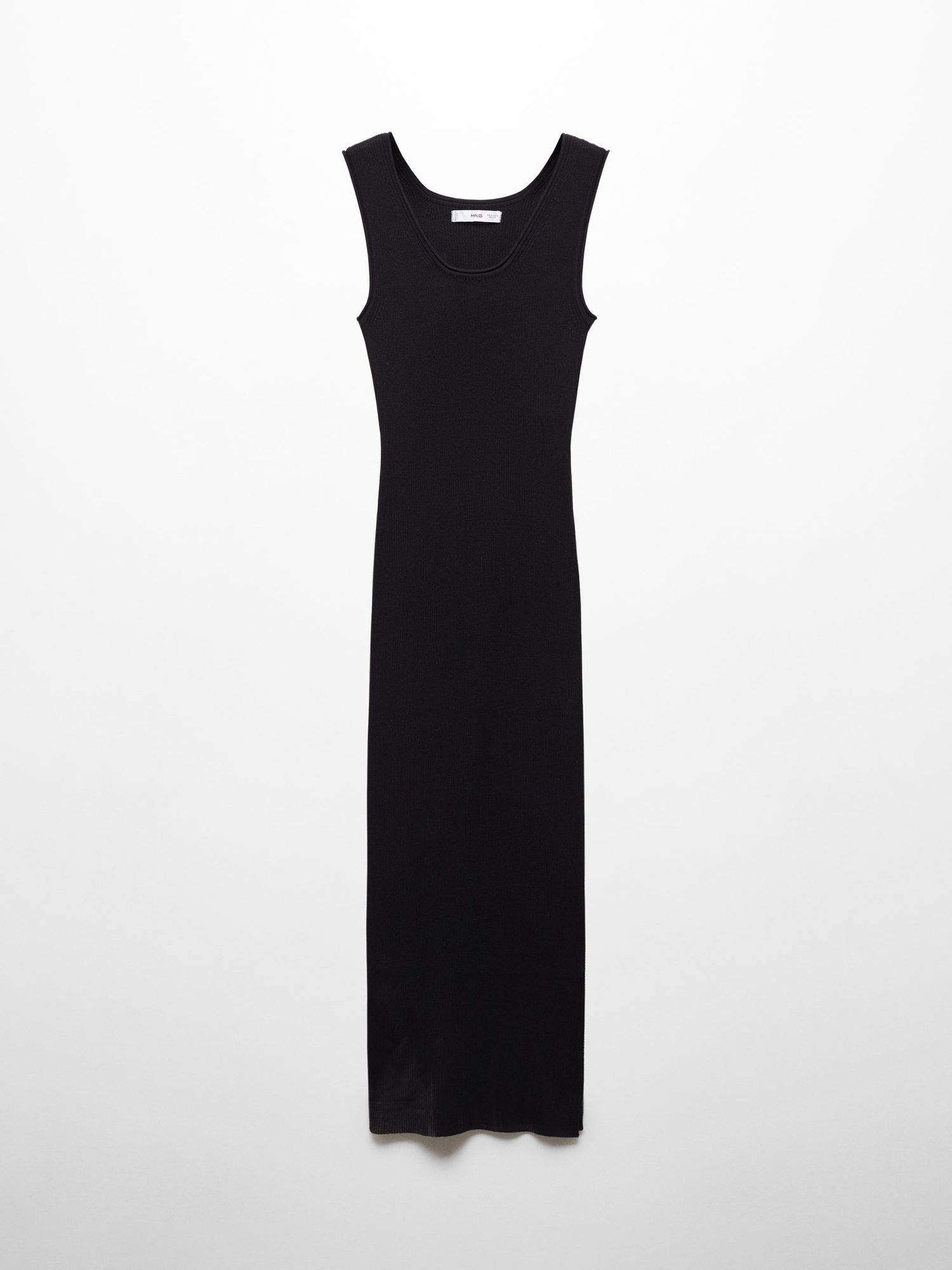 Mango Naomi Ribbed Bodycon Midi Dress, Black, 10