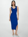 Mango Naomi Ribbed Bodycon Midi Dress, Bright Blue