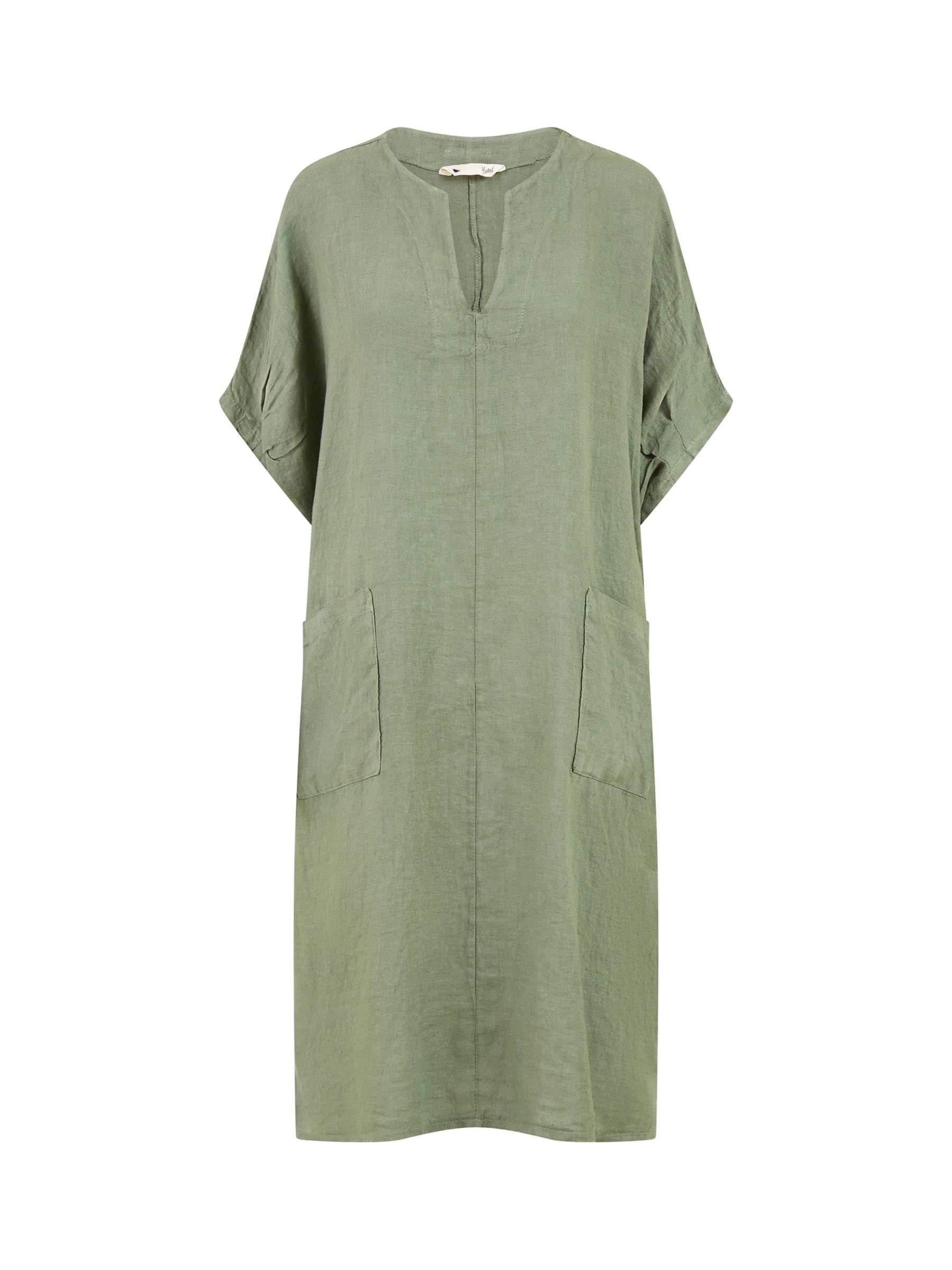 Yumi Italian Linen Tunic Dress, Khaki, S