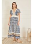 Yumi Leaf Print Maxi Dress, Blue