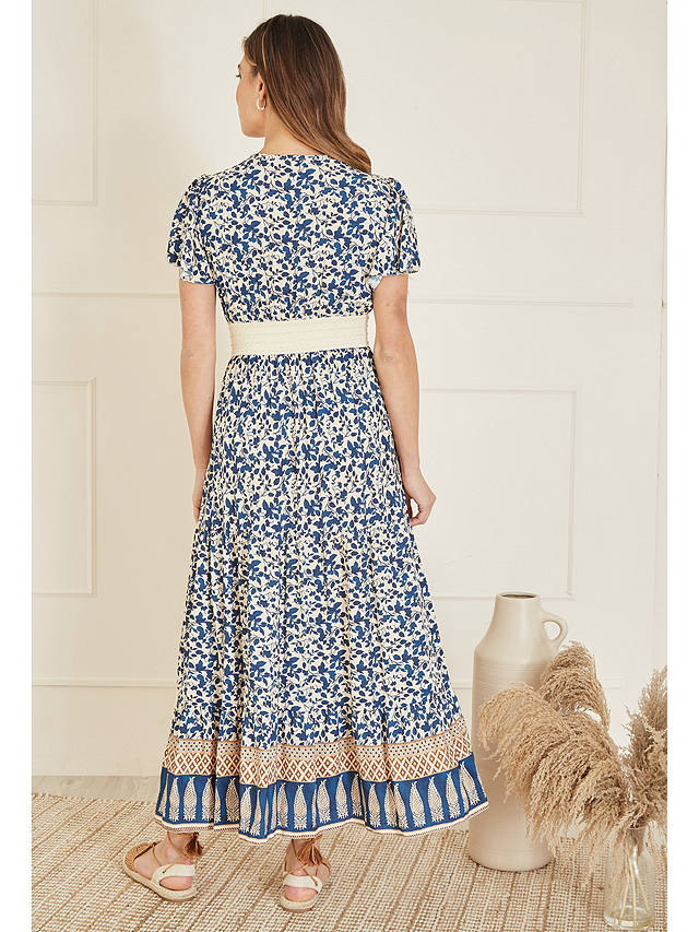 Yumi Leaf Print Maxi Dress, Blue