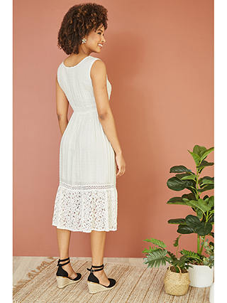 Yumi Lace Cotton Midi Dress, White