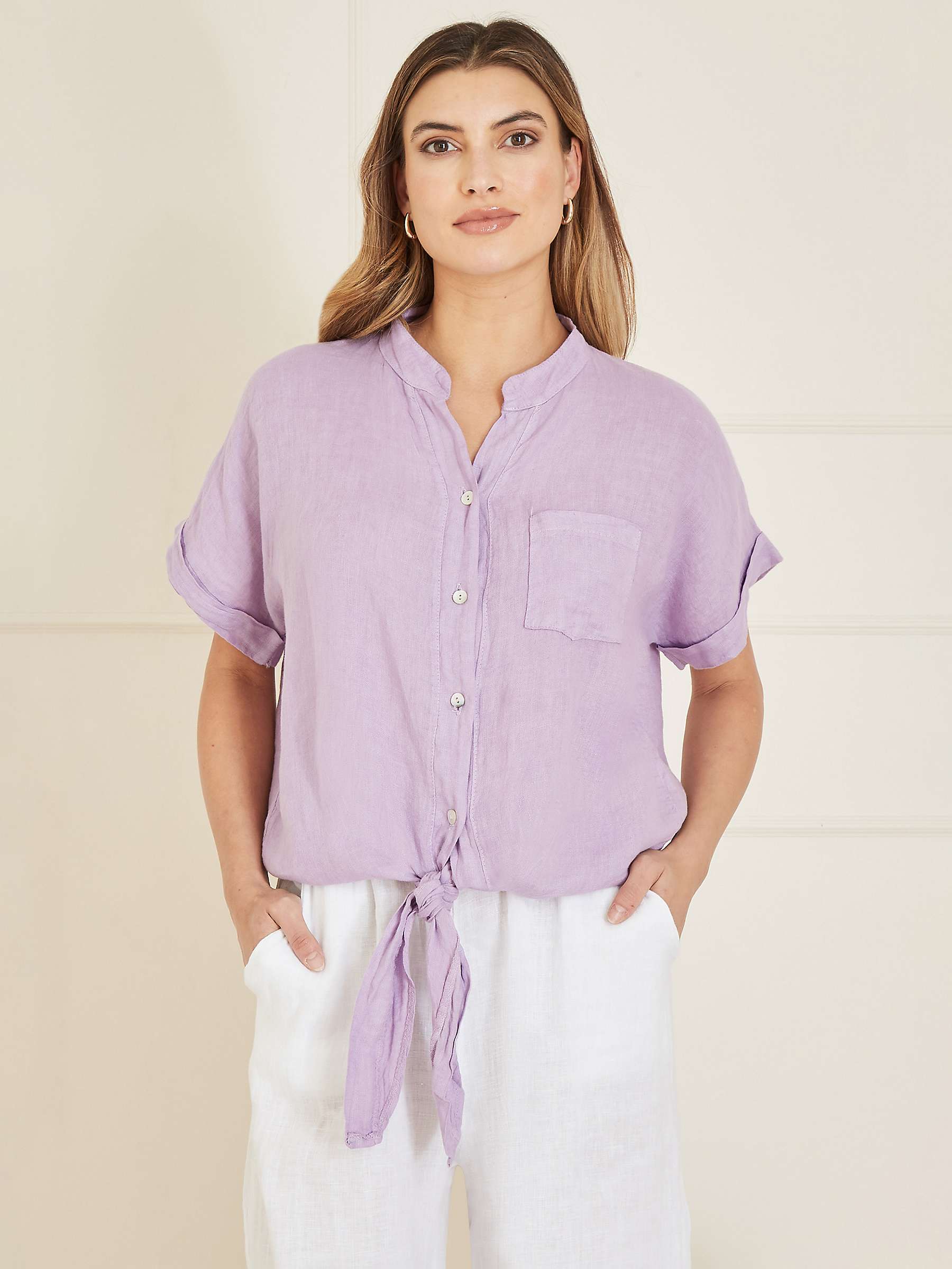 Buy Yumi Italian Linen Front Tie Shirt Online at johnlewis.com