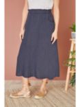 Yumi Italian Linen Skirt, Navy