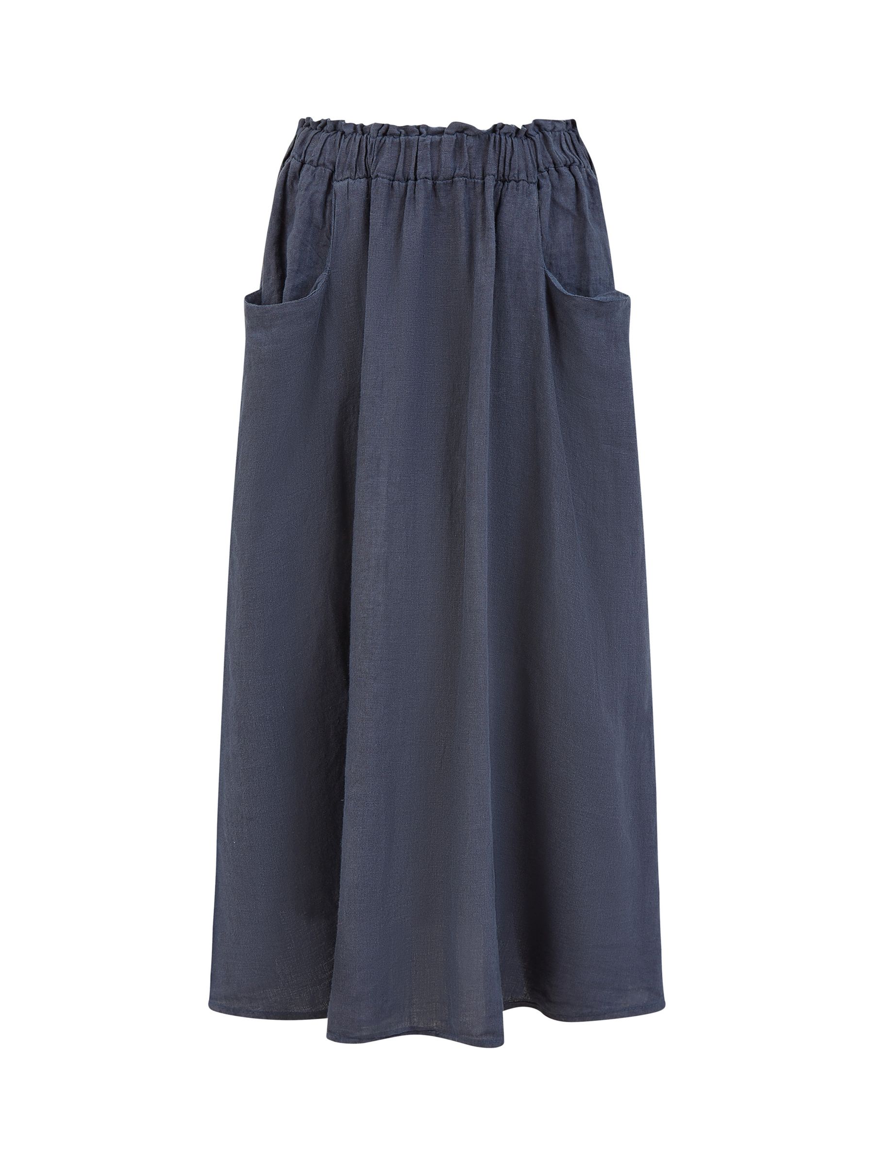 Yumi Italian Linen Skirt, Navy