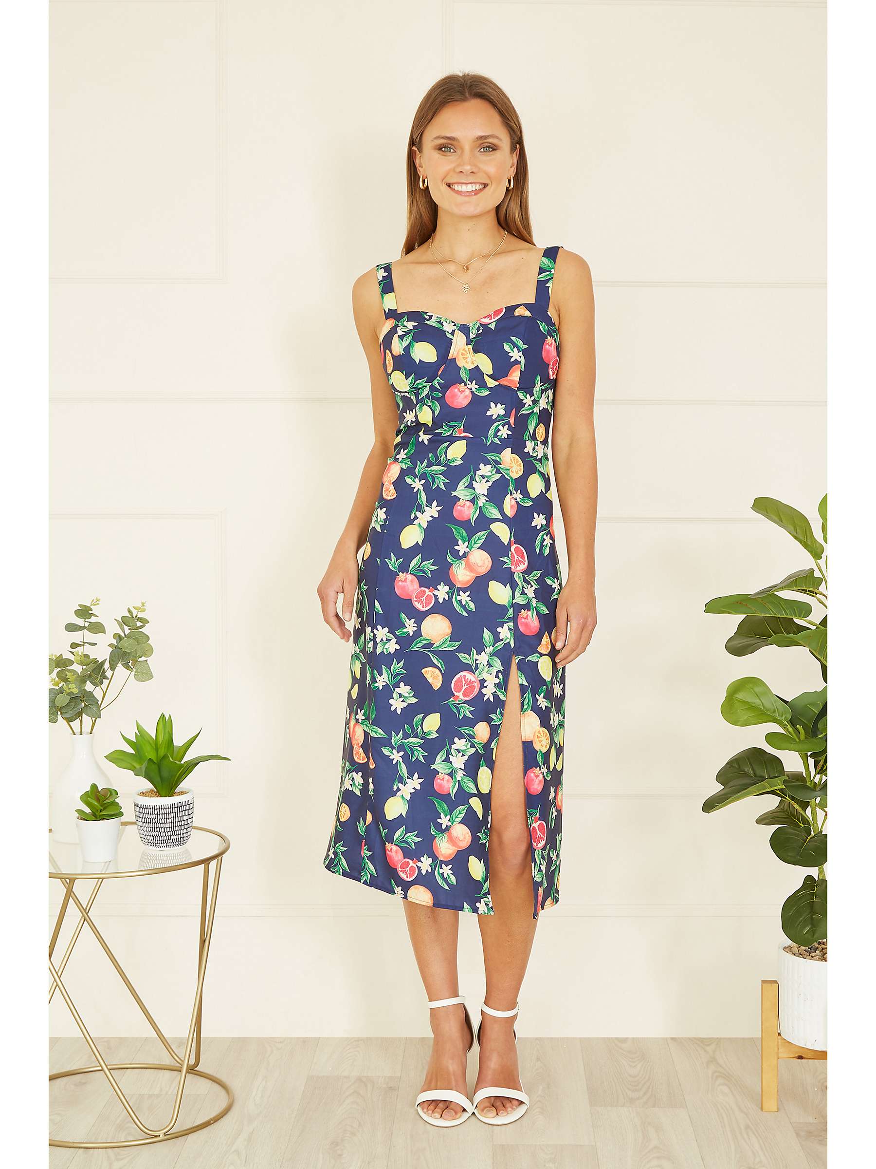 Buy Yumi Fruit Print Midi Sun Dress, Navy Online at johnlewis.com