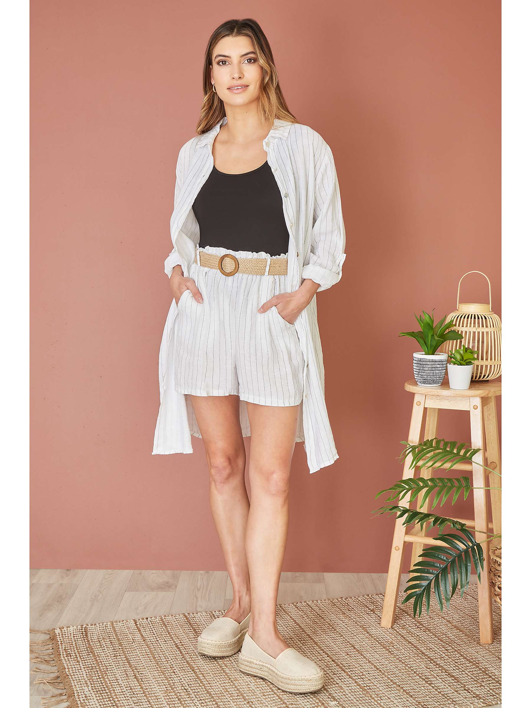 Buy Yumi Linen Relaxed Fit Longline Shirt Dress Online at johnlewis.com