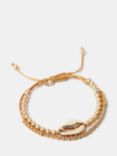 Mint Velvet Shell Double Layered Friendship Bracelet, Gold