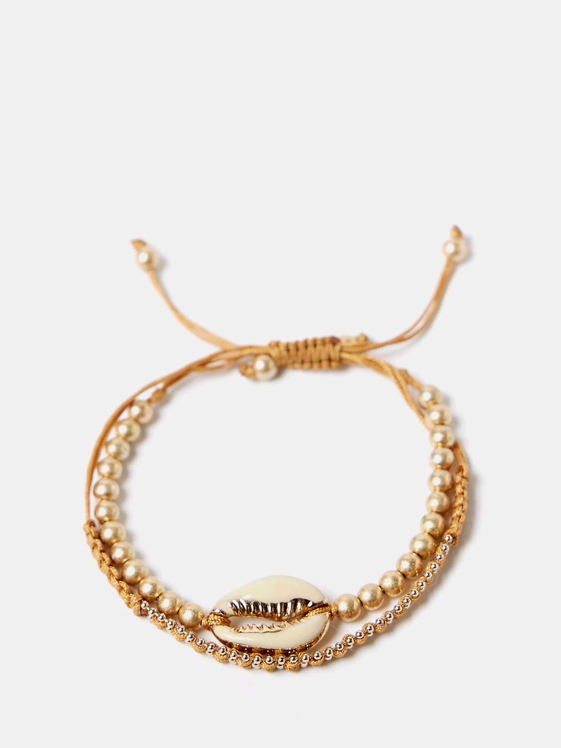 Buy Mint Velvet Shell Double Layered Friendship Bracelet, Gold Online at johnlewis.com