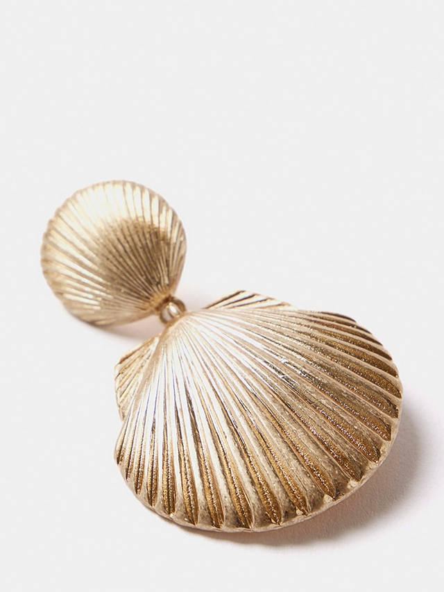 Mint Velvet Shell Drop Earrings, Gold