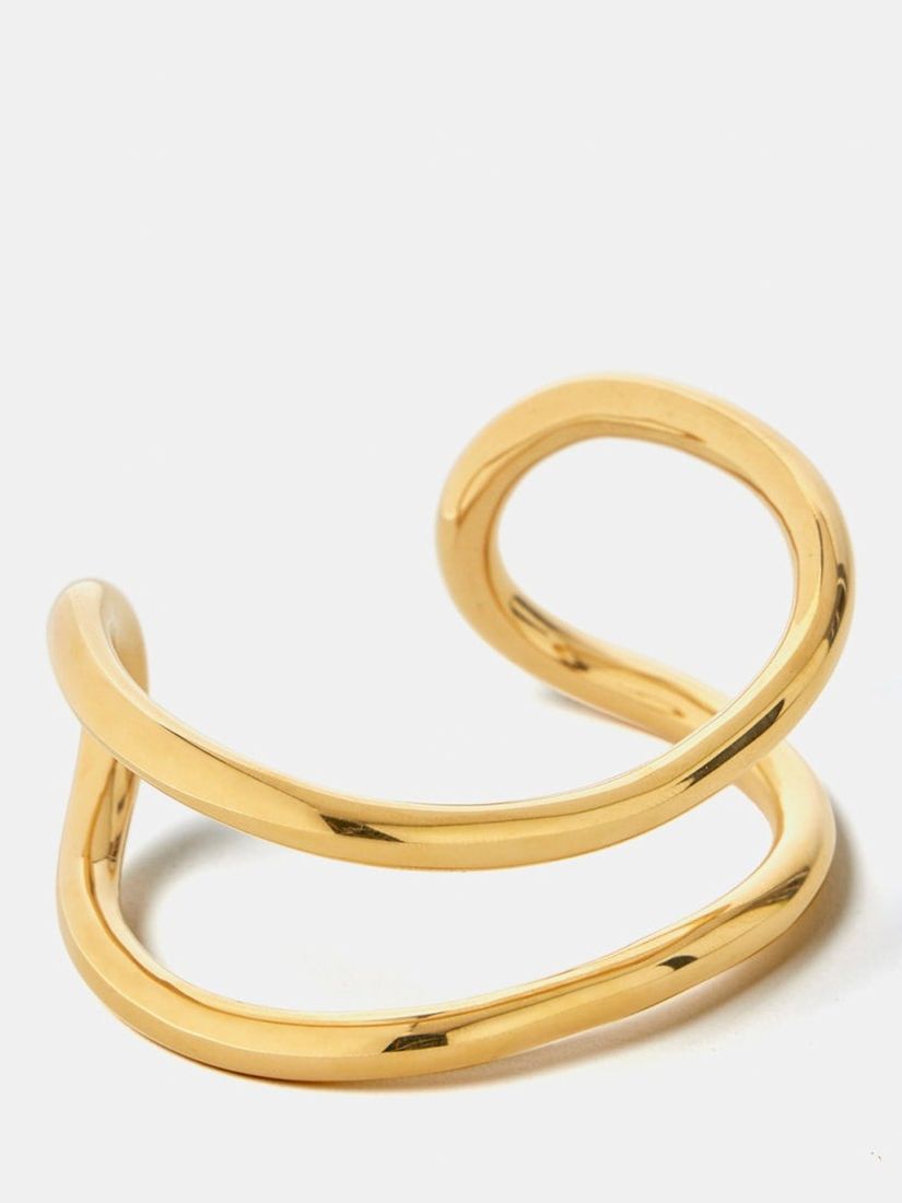 Mint Velvet Double Bar Open Cuff Bangle, Gold