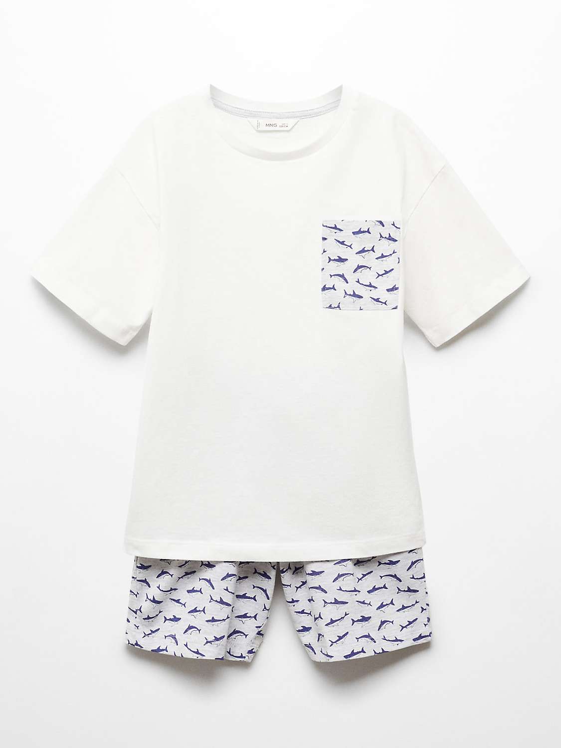 Buy Mango Kids' Oceans Shark Print T-Shirt & Shorts Pyjamas Set, Medium Grey Online at johnlewis.com