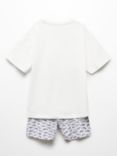 Mango Kids' Oceans Shark Print T-Shirt & Shorts Pyjamas Set, Medium Grey