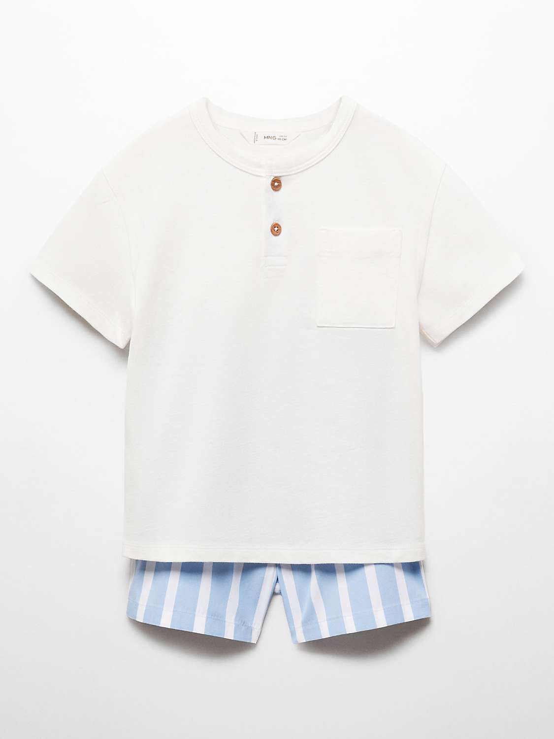 Buy Mango Kids' Costa T-Shirt & Stripe Shorts Pyjamas Set, Natural White/Blue Online at johnlewis.com