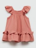 Mango Baby Mauricio Dobby Ruched Dress, Light Pastel Orange