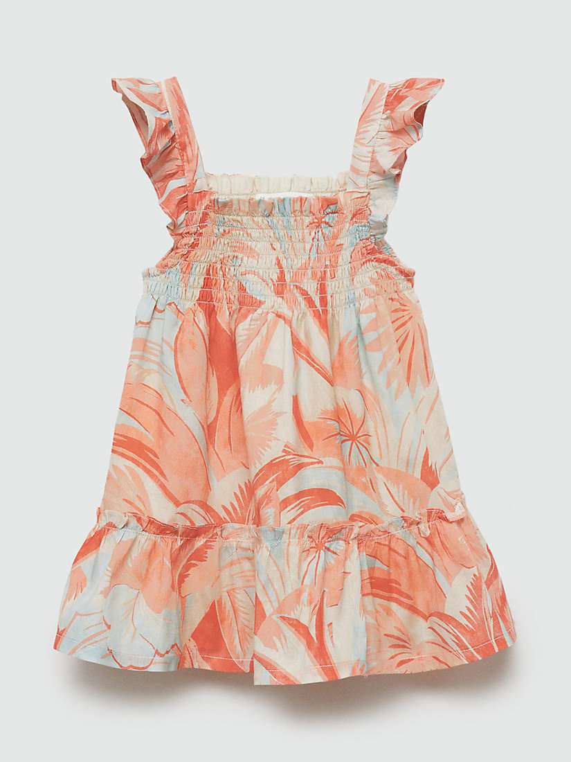 Buy Mango Baby Lombok Floral Print Ruched Dress, Light Pastel Orange Online at johnlewis.com
