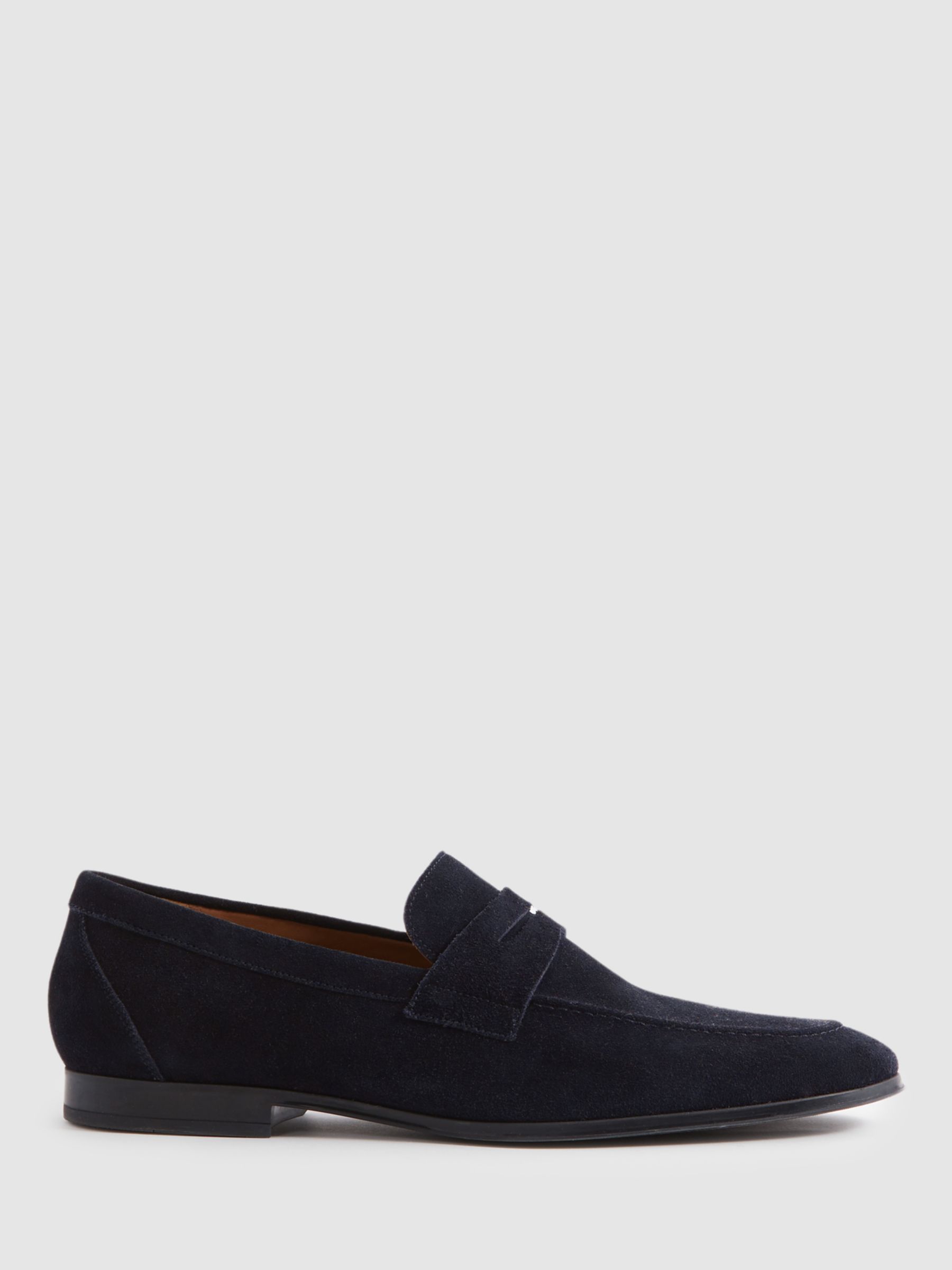 Reiss Bray Suede Loafers, Navy, 7