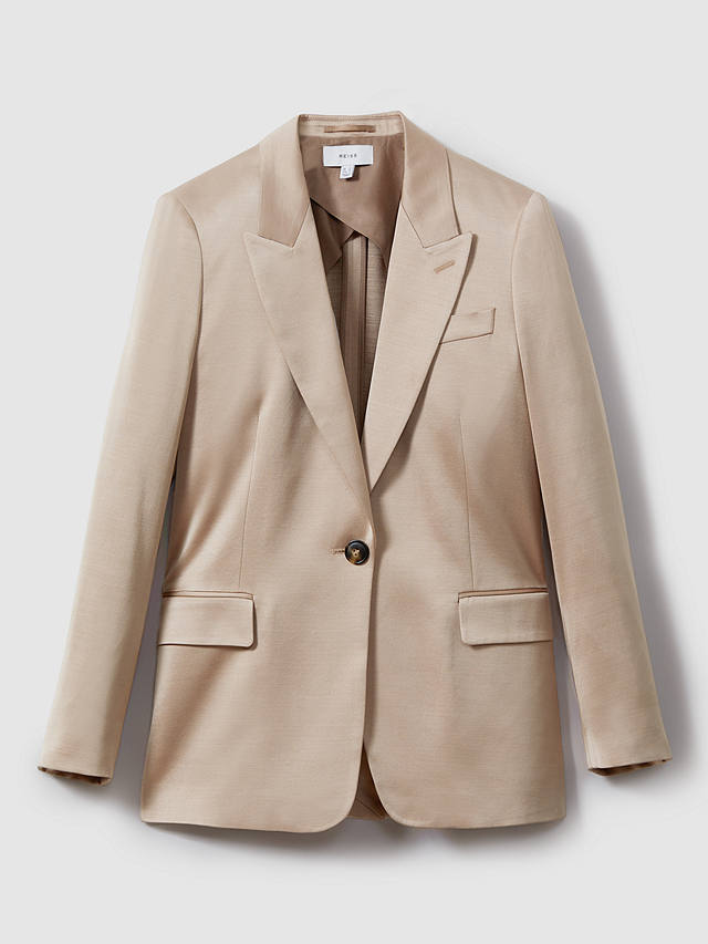 Reiss Cole Single Breasted Satin Suit Blazer, Gold