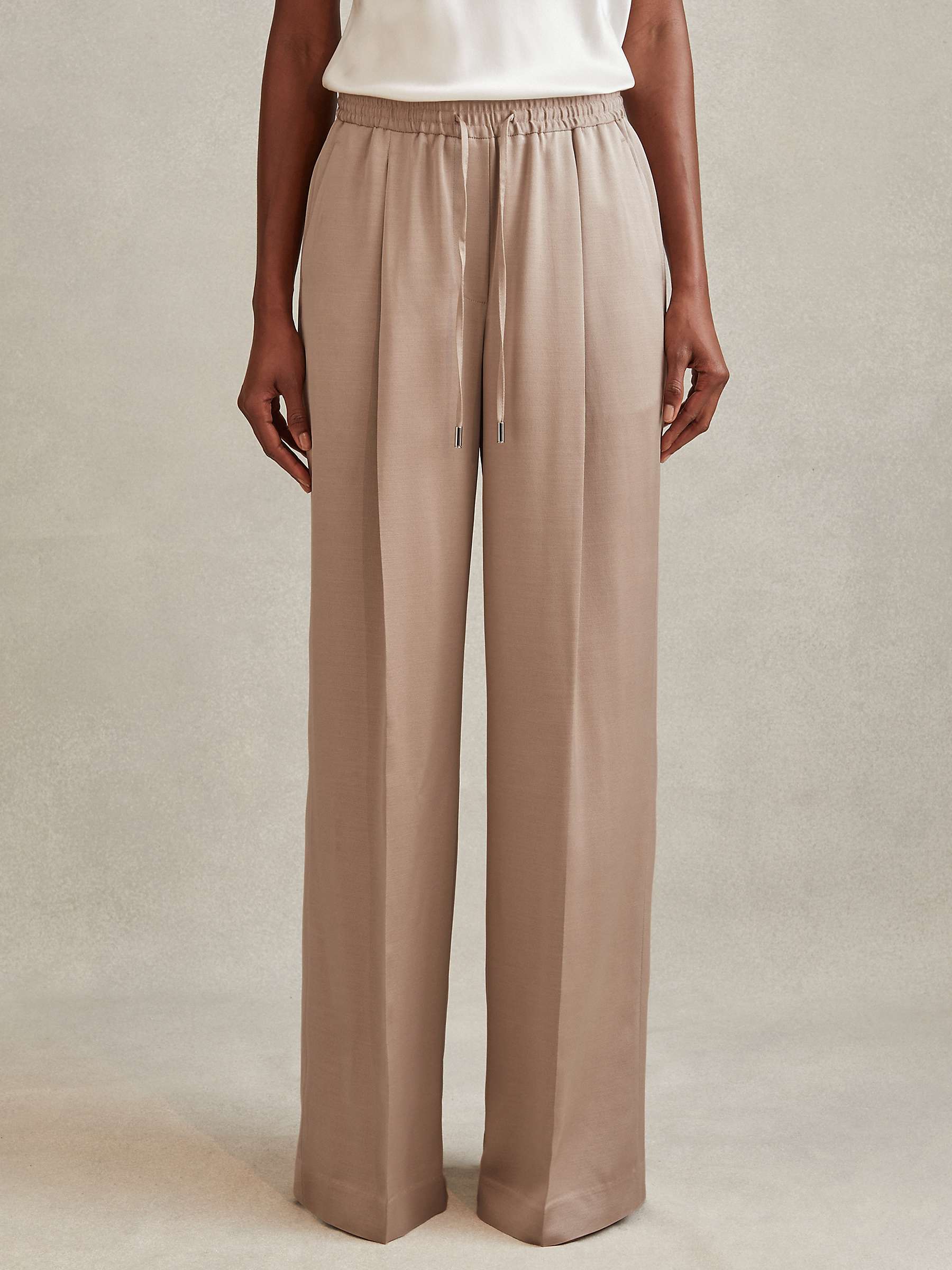 Buy Reiss Cole Wide Leg Satin Drawstring Suit Trousers, Gold Online at johnlewis.com