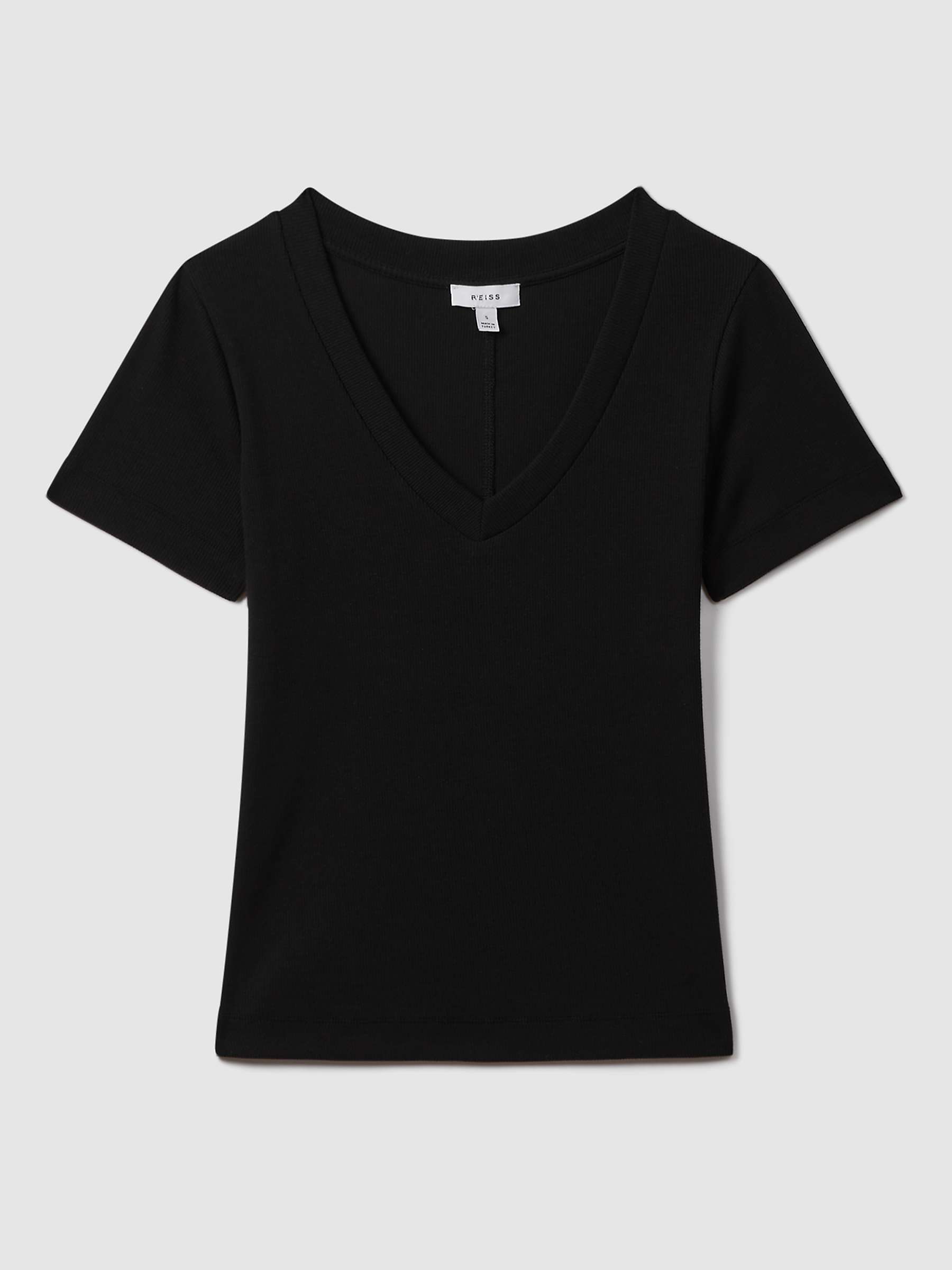 Buy Reiss Becca V-Neck Ribbed T-Shirt Online at johnlewis.com