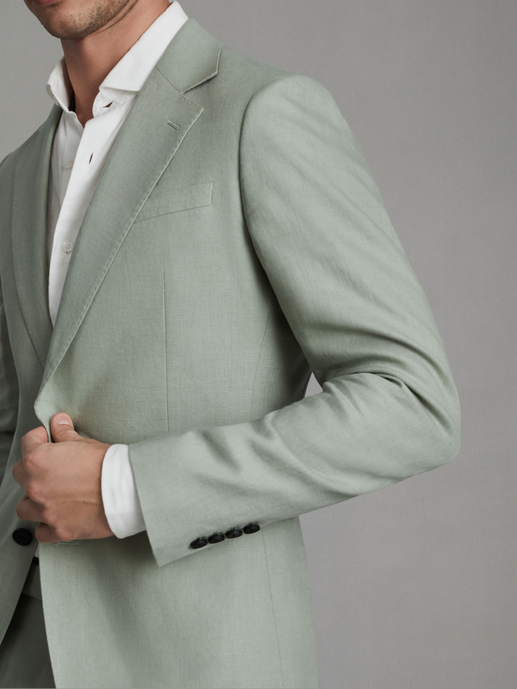 Reiss Kin Linen Tailored Jacket, Apple, 36