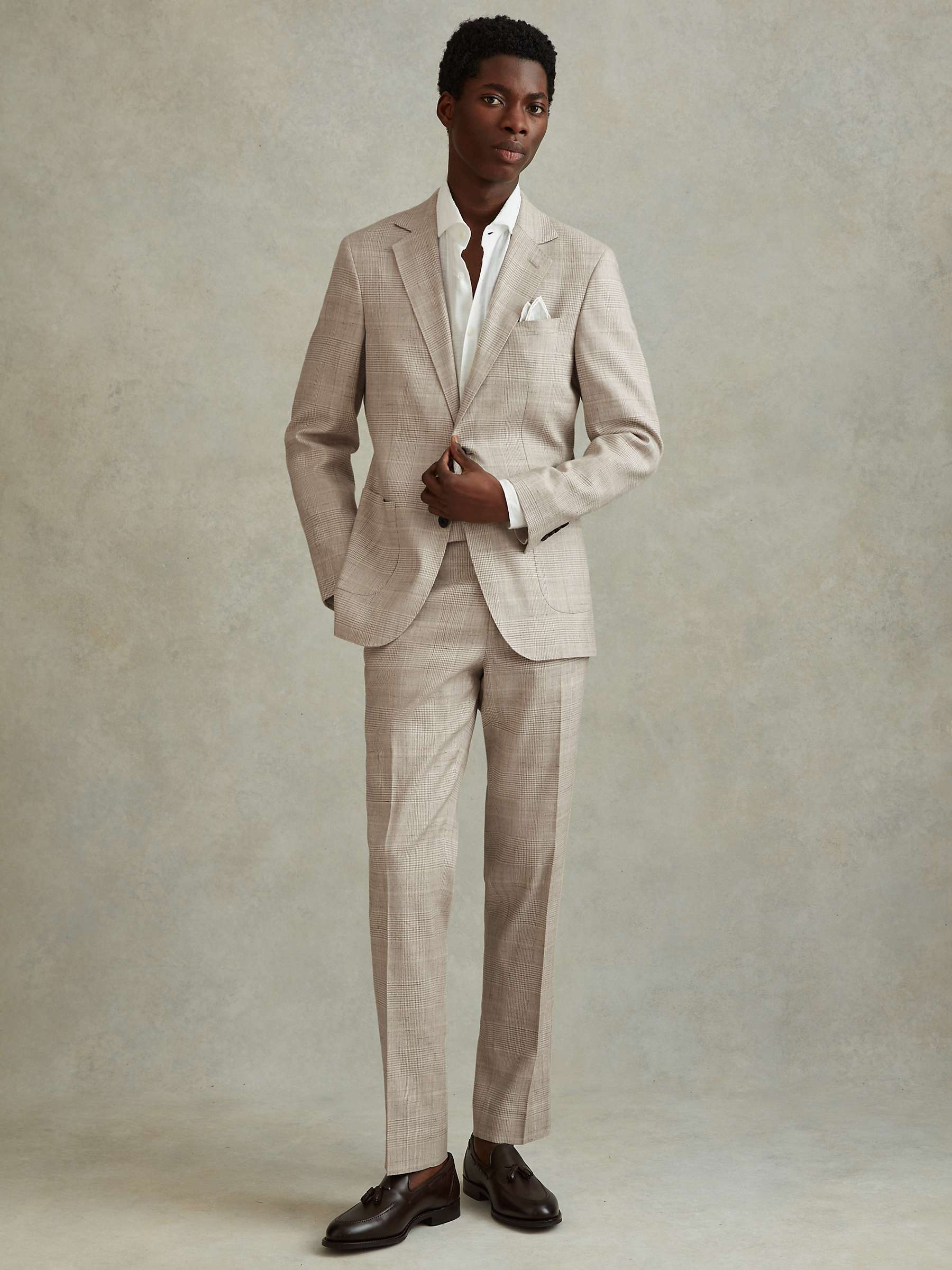 Buy Reiss Boxhill Linen Blend Tailored Fit Suit Jacket, Oatmeal Online at johnlewis.com